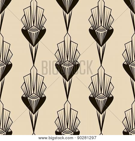 Seamless Antique Pattern Ornament. Geometric Art Deco Stylish Background Monochrome Colors