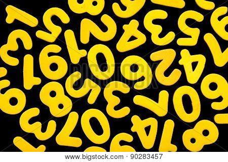 Mixed Yellow Numbes On Black