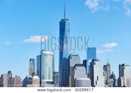 New York City Manhattan skyline over Hudson River viewed from New Jersey