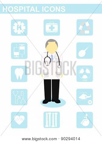 Hospital Icon Doctor Patient X-ray Dentist Concept