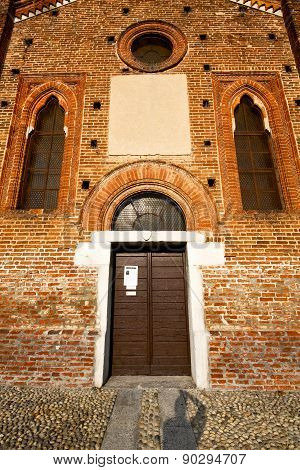 Church  In  The Parabiago  Old   Closed Brick Tower  Italy  Lombardy