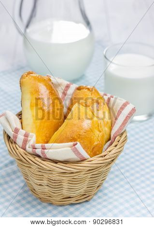 Russian Pastries (pirogi) Filled With Eggs And Green Onion, Closeup