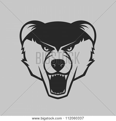Bear head logo or icon in one color.