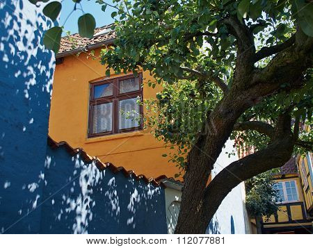 Typical Small Street With Old Houses Denmark
