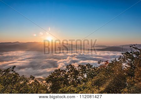 fog and cloud mountain valley landscape