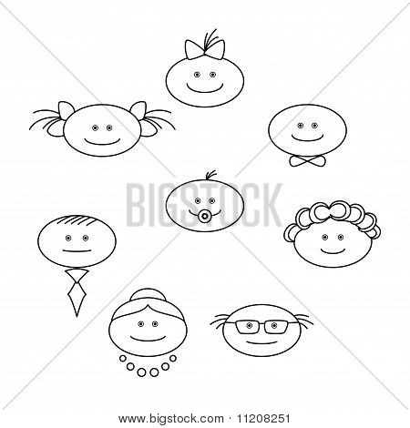 Cheerful faces contours