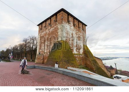 Nizhny Novgorod, Russia - November 11 2015. View of  Kremlin's St. George Tower