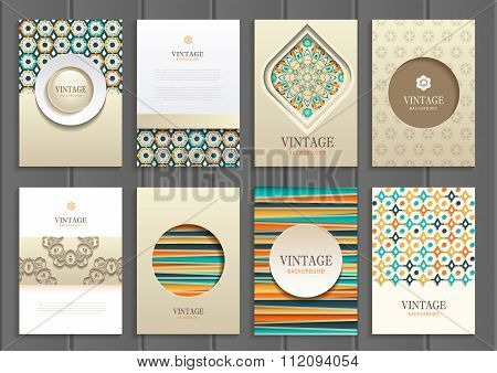 Stock vector set of brochures in vintage style