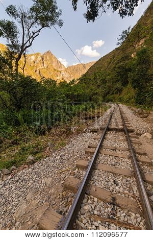 Railway Track And Machu Picchu Mountains, Peru