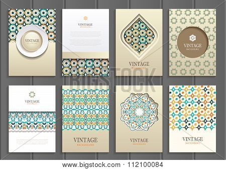 Stock vector set of brochures in vintage style