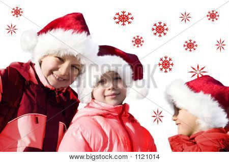 Kinder spielen Santa claus