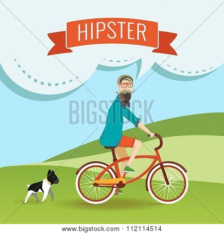 Hipster man. Vector illustration