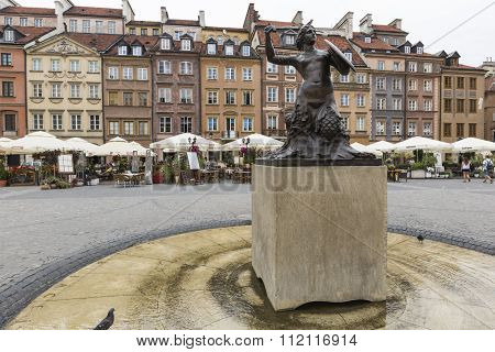 Warsaw, Poland - July 08, 2015: Statue Of Syrenka (mermaid Of Warsaw, Sculptor Konstanty Hegel, Circ