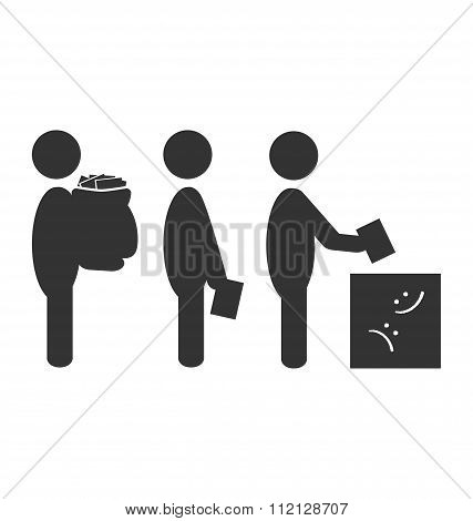 Flat box offer icon isolated on white