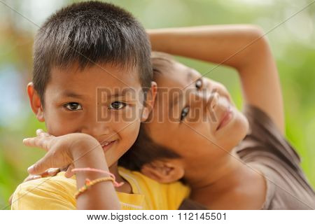 SATUN, THAILAND, DECEMBER 09, 2011 : Portrait of Thai kids in a social school orphanage in Satun, Thailand.