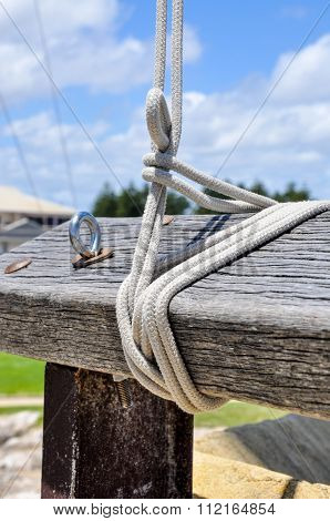 Flag Lines on Wooden Post