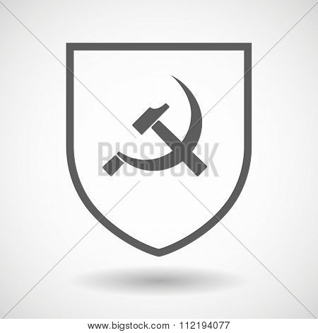 Line Art Shield Icon With  The Communist Symbol