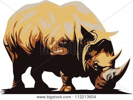 Clipart Vector of Black Rhino