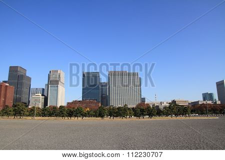 Skyscrapers and park in Hibiya Tokyo Japan