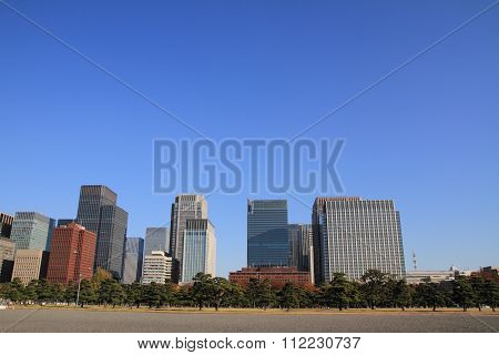 Skyscrapers and park in Hibiya Tokyo Japan