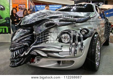Car Tuning Style Alien At Motor Show.