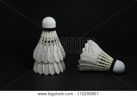 Shuttlecock Isolated On Black Background