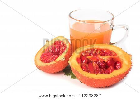 Gac Fruit, Baby Jackfruit, Spiny Bitter Gourd, Sweet Grourd Or Cochinchin Gourd With Juice