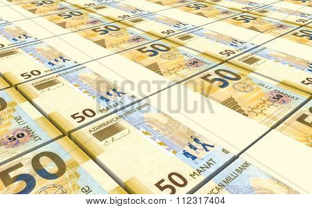 Azerbaijan manat bills stacked background. Computer generated 3D photo rendering.