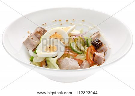 Salad of pork eggs vegetables