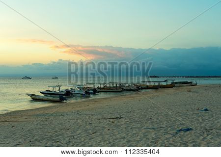 Nusa Penida, Bali Beach With Dramatic Sky And Sunset