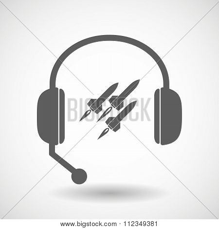Remote Assistance Headset Icon With  Missiles