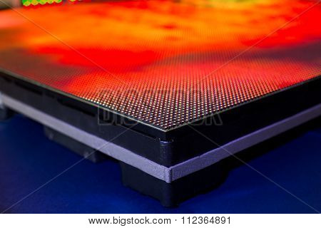 Close Up Of Bright Red Led Smd Screen Side
