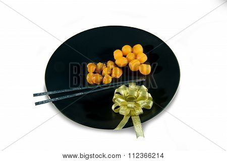 Gold Egg Yolks Drops And Pinched Gold Egg Yolks, Ancient Thai Dessert