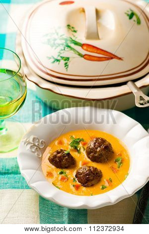 Carrot Quenelles Cream Soup.