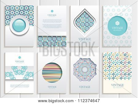 Stock vector set of brochures in vintage style