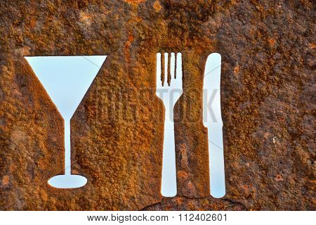 Rusty Oxidated Restaurant Sign