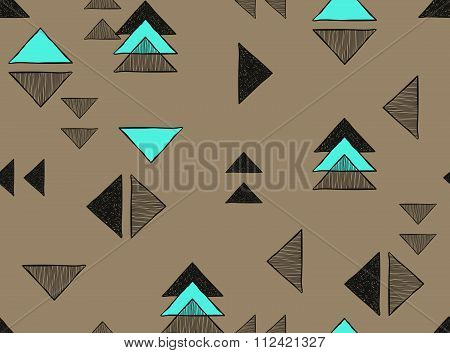 Seamless hand-drawn triangles pattern.