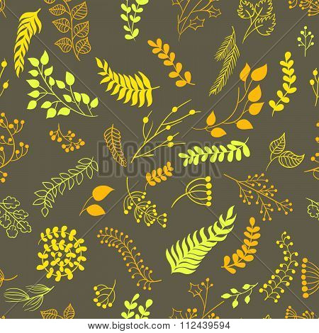 Seamless pattern vintage floral elements.