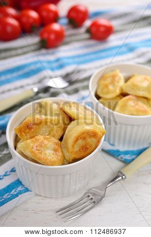 Fried Dumplings With Potato And Tomato