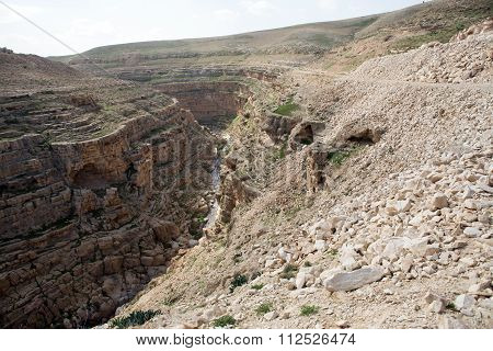 Israeli mountains in spring time next to a river