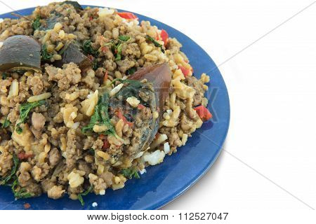 Rice Topped With Stir-fried Pork And Basil With Potash Preserved Egg