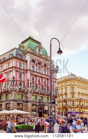 Vienna,austria-september 10, 2015: People On Stephansplatz -is A Square At The Geographical Centre O