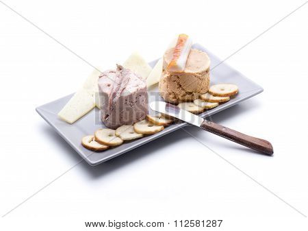 two pates one seafood and anchovies another cheese called Almogrote