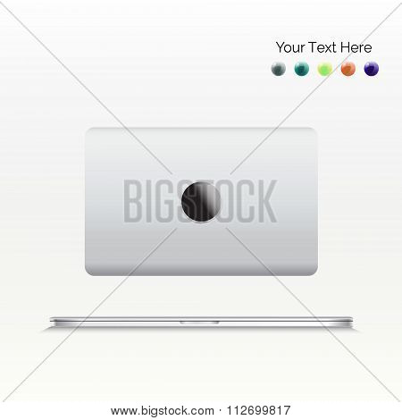 Set of 2 silver thin aluminum laptop in closed position. Top view. Vector illustration. Silver laptop closed.