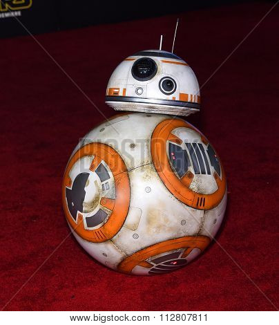 LOS ANGELES - DEC 14:  BB-8 arrives to the 