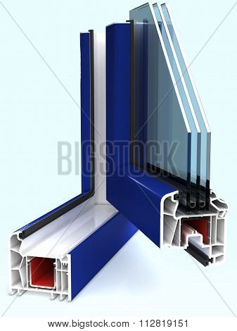 Section of the sample colored PVC windows  isolated on white