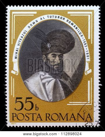 ROMANIA - CIRCA 1975: A stamp printed in Romania shows Michael the Brave by Sadeler, circa 1975.