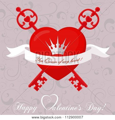 Banner For Design Posters Or Invitations On Valentine's Day With Cutest Abstract Symbol Heart, T