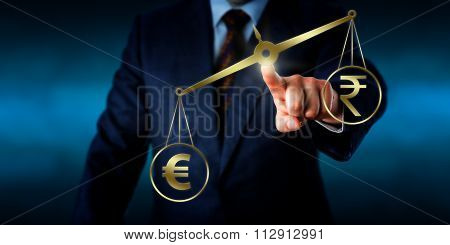 Euro Currency Symbol Outweighing The Indian Rupee