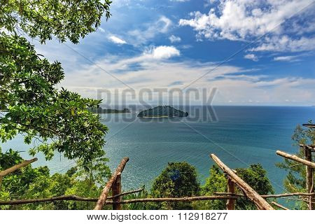 Beautiful Sea View From Above, Island And Tree